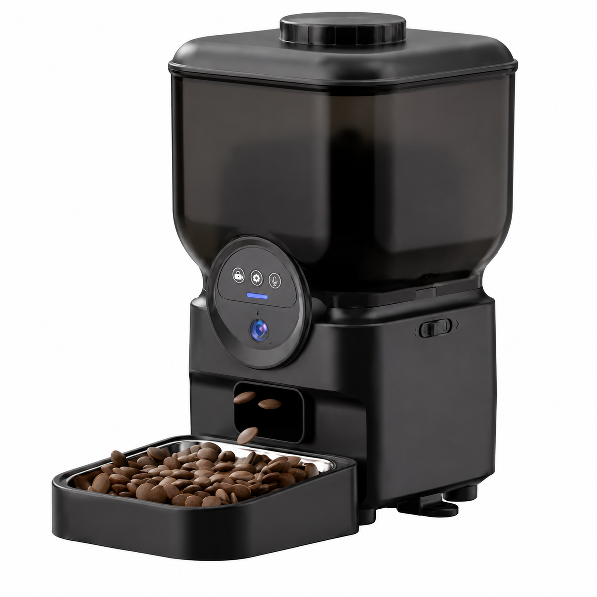 Distributeur automatique chat caméra HD 1080P WiFi 6,5L bol inox 304 batterie intégrée fond blanc - Aristochat