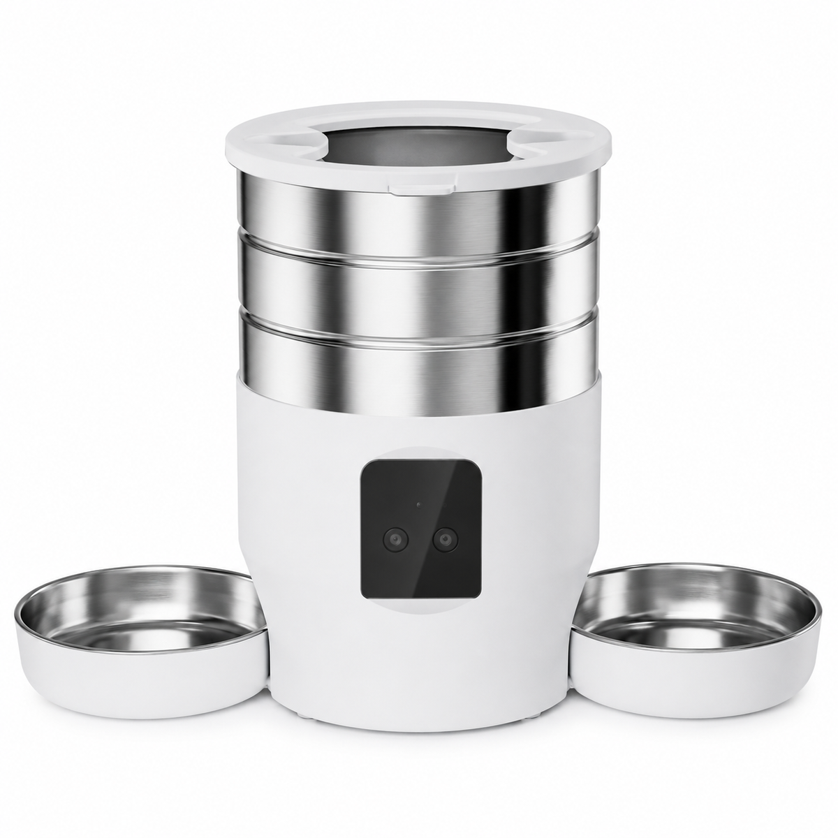 Distributeur automatique nourriture 2 chats WiFi 4,5L double bols inox 304 fond blanc - Aristochat