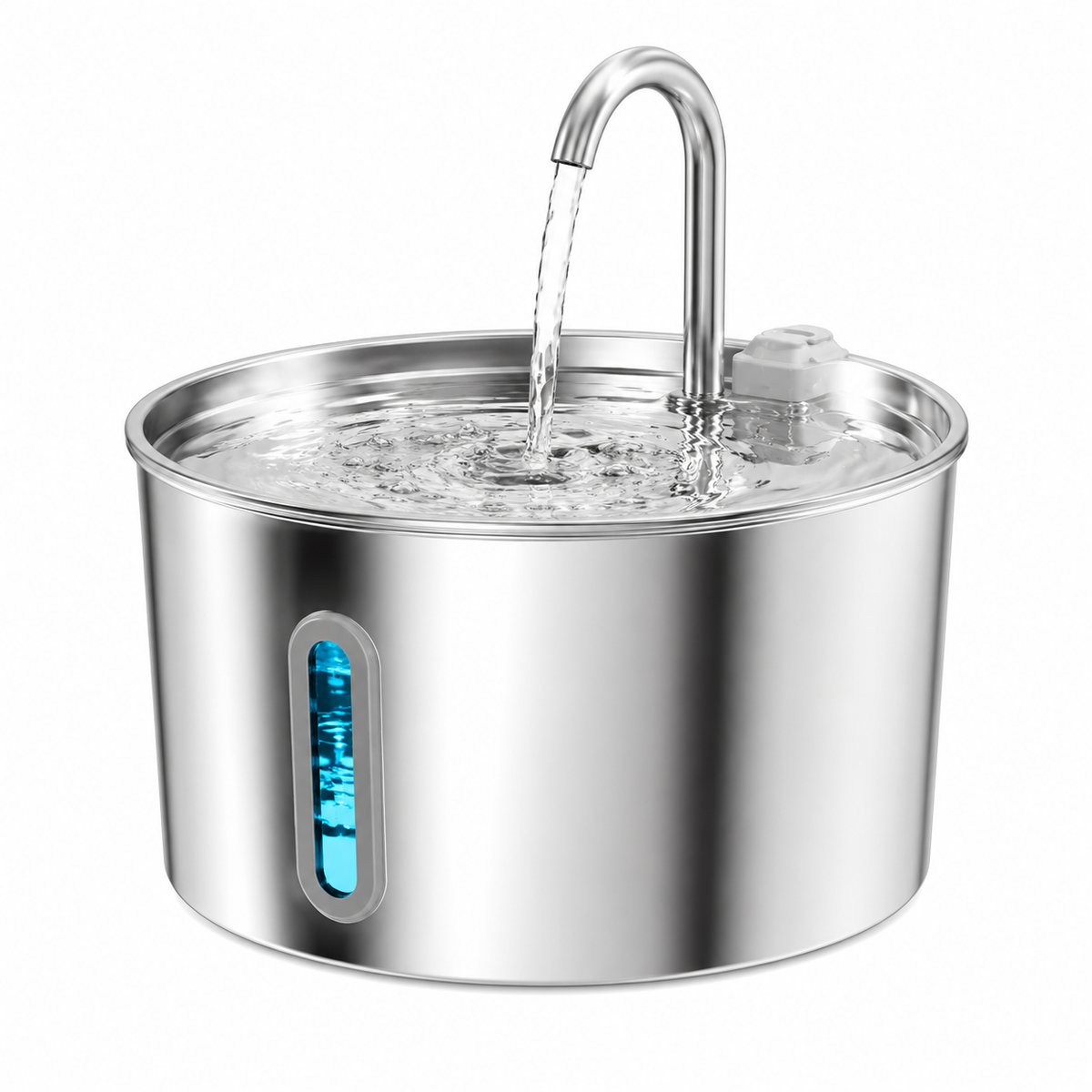 Fontaine eau chat acier inoxydable 304 filtration 4 couches 30dB fond blanc - Aristochat
