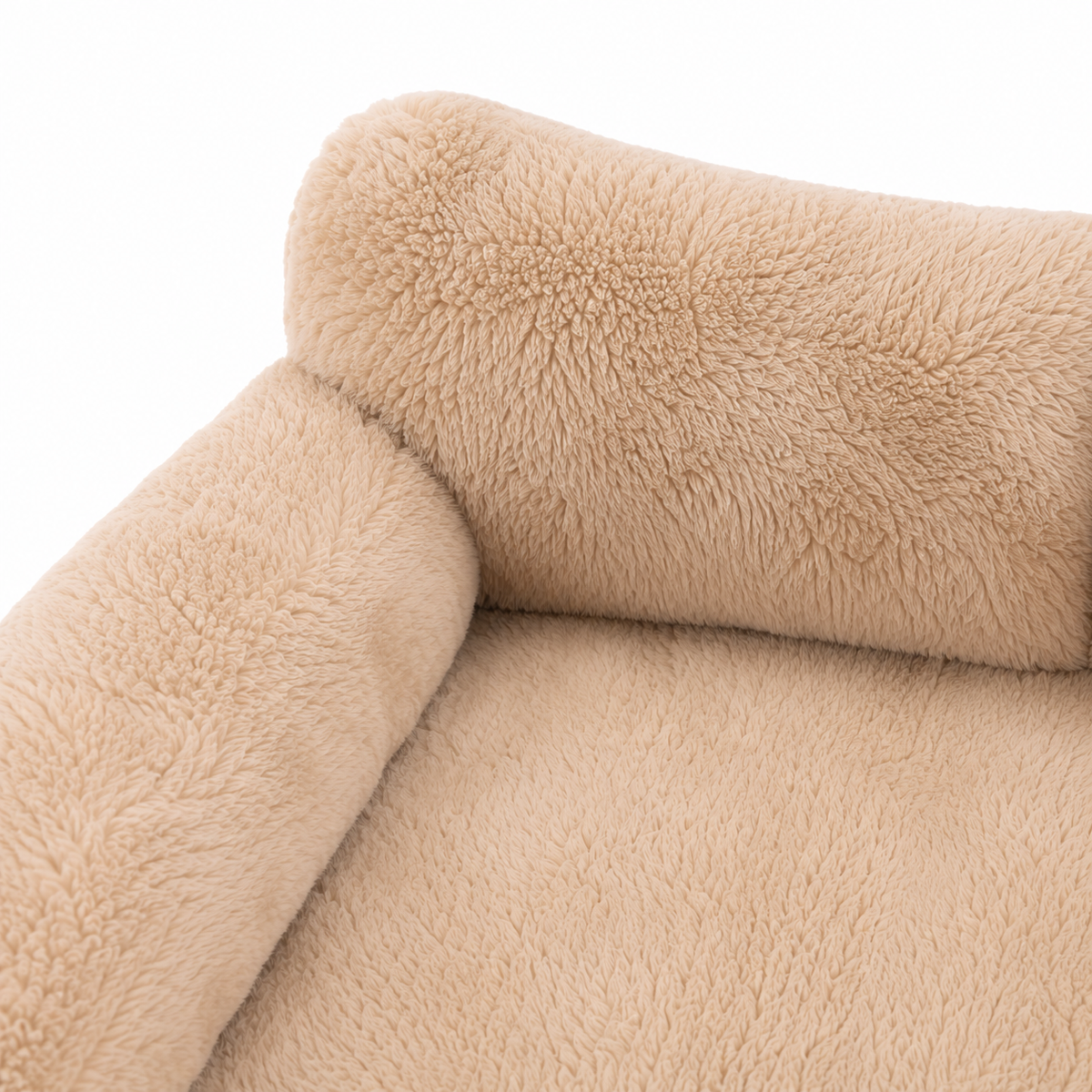 Gros plan peluche douce et dossier rembourré canapé lit pour chat kaki - Aristochat