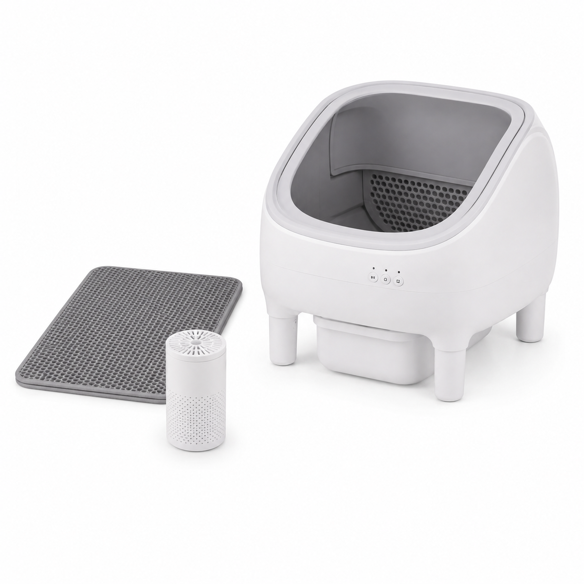 Litière autonettoyante blanche avec tapis anti-litière et neutralisateur odeurs inclus - Aristochat