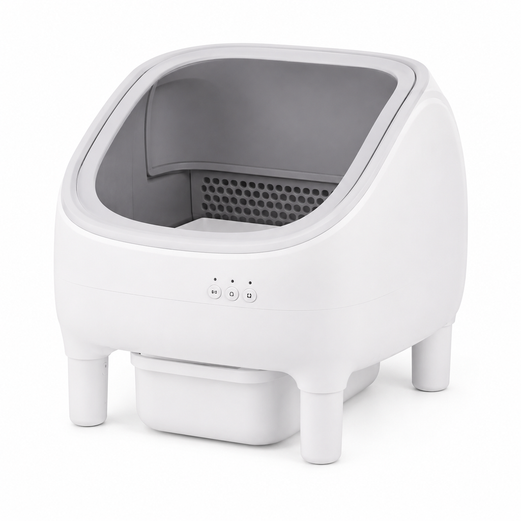 Litière autonettoyante ouverture supérieure 360° blanche 12L radar infrarouge fond blanc - Aristochat