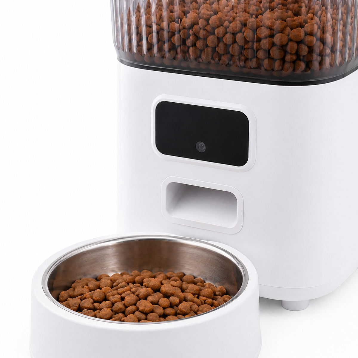 Distributeur Automatique de Croquettes pour Chat - Caméra HD 1080P WiFi, Réservoir 6,5L, Bol Inox 304